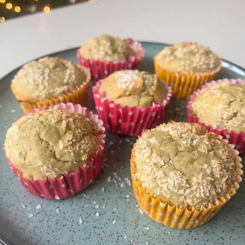Matcha Banana Coconut Muffins
