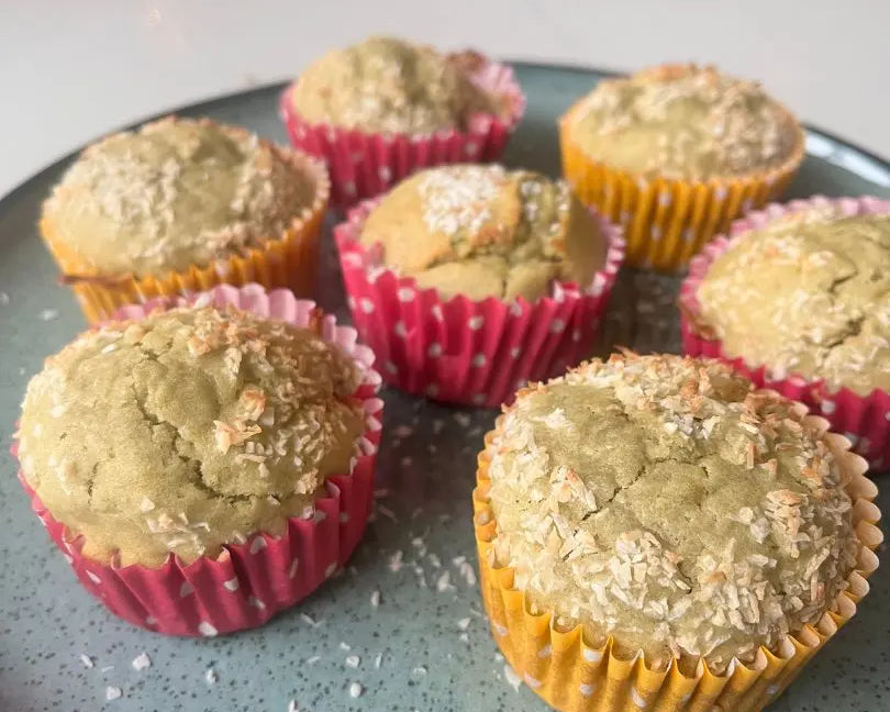 Matcha Banana Coconut Muffins